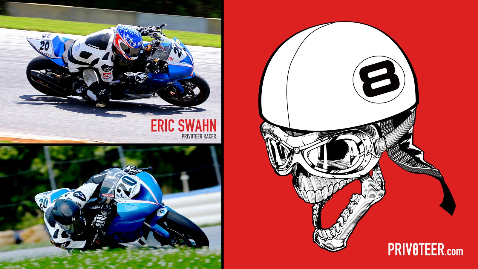Priv8teer.com Skull Graphic Promotional Illustration with updated Skull Graphic to introduce new Priv8teer 8 Racers and Campaign.